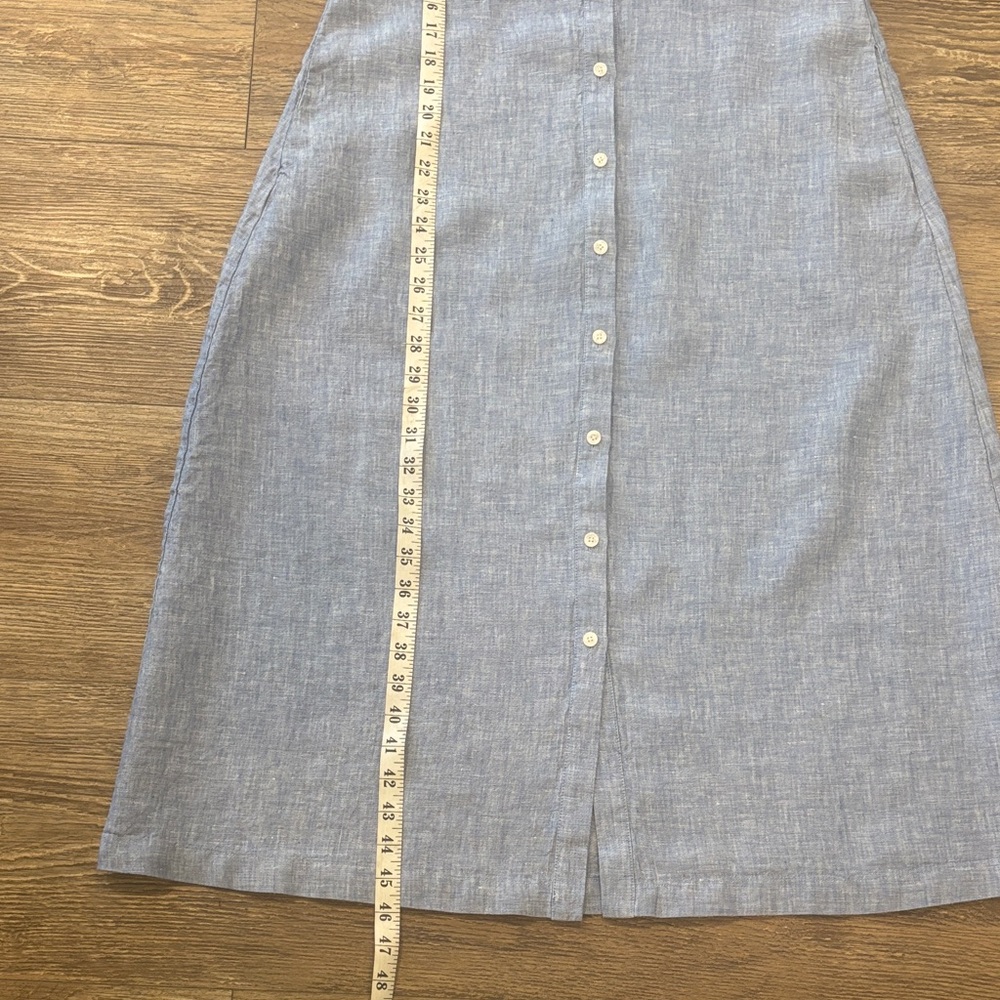 Boden Light Blue Linen Button-Front Midi Dress - Picture 13 of 15